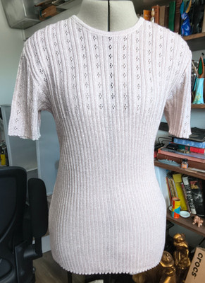 Alain Manoukian Ballet Pink Short Sleeve Pointelle Knit Top Women s Size 1 (S)