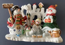 Snowman Let It Snow Figurine By Home Interiors & Gifts Tealight Holder