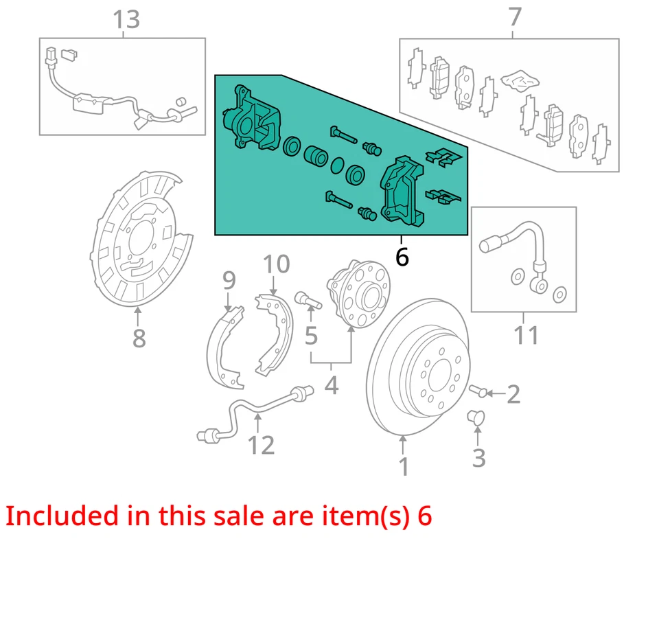 Pinza de freno trasera derecha pasajero HONDA PILOT 16-22 43018TZ5A01 OEM usada Foto 4 de 4