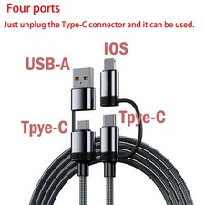 4-In-1 100W Super Fast Charging Cable Charger Data Cord Usb-C For iPhone17 16 15