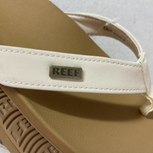 Reef Hali Damen-Flip-Flops 8 cremeweiß & hellbraun gepolsterte bequeme Zehenstegsandalen neu mit Etikett - Bild 8 von 11