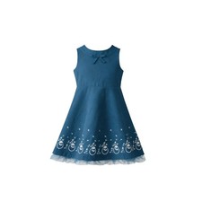 Janie and Jack Girls Teal Embroidered Bow Dress Tulle Hem Size 6