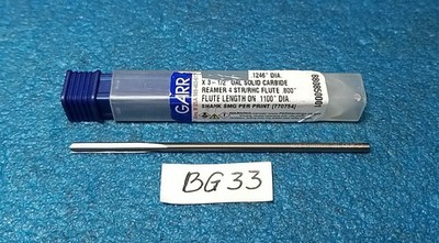 GARR   .1246'' DIA. X 3 - 1/2'' OAL SOLID CARBIDE REAMER 4 STR/RHC FLUTE .800'' 