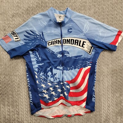 Cannondale Patriotic Cycling Jersey ''Ride Free or Die'' Eagle American Flag Sz XL