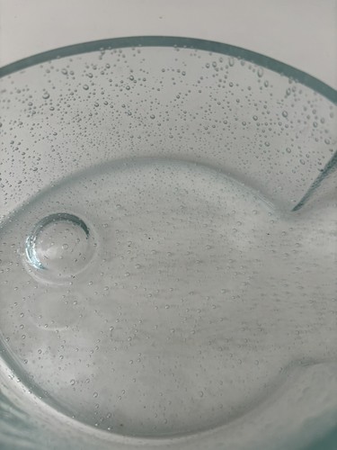 Blue Fish Shaped Bowl Bubble Glass Goldfish Cracker Snacking Dish - Picture 8 of 9