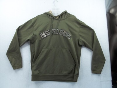 Bass Pro Shops Hoodie Mens Size M Olive Green Camouflage Pullover Hoodie 