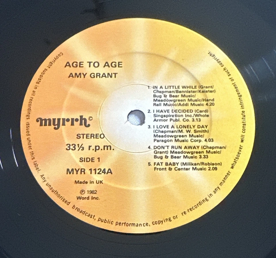 Amy Grant Age To Age Vinyl LP Record Album From 1982 & Lyric Sheet EX / EX - Image 4 of 4