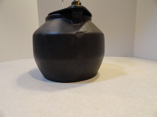 VINTAGE CAST IRON TEA KETTLE SWING LID COIL HANDLE Ceramic Enamel Inside - Picture 7 of 11
