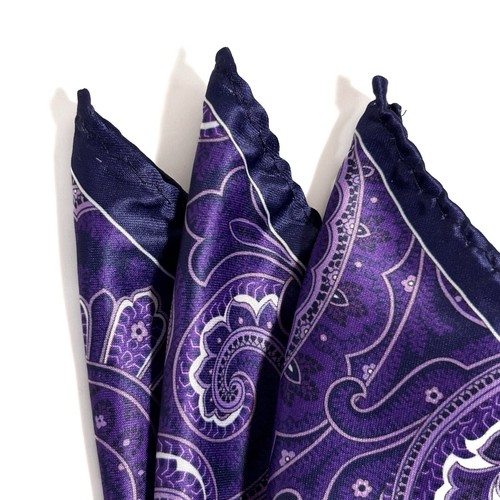 Purple Paisley Pocket Square (Small 9") - Picture 2 of 4
