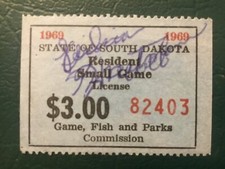 ICOLLECTZONE US South Dakota 1969 Resident Small Game Revenue Stamp VF used