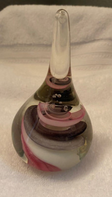 Two's Company Spirals/Swirl Art Glass Paperweight Teardrop Shape