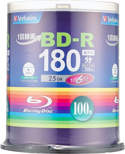 Verbatim Japan VBR130RP100SV4 BD-R Blank Blu-ray Disc 25GB 6x 100 Pcs new F/S - Picture 8 of 8