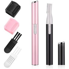 2 Pcs Electric Eyebrow Trimmer Women Precision Face Razors Mini Shaver Battery O