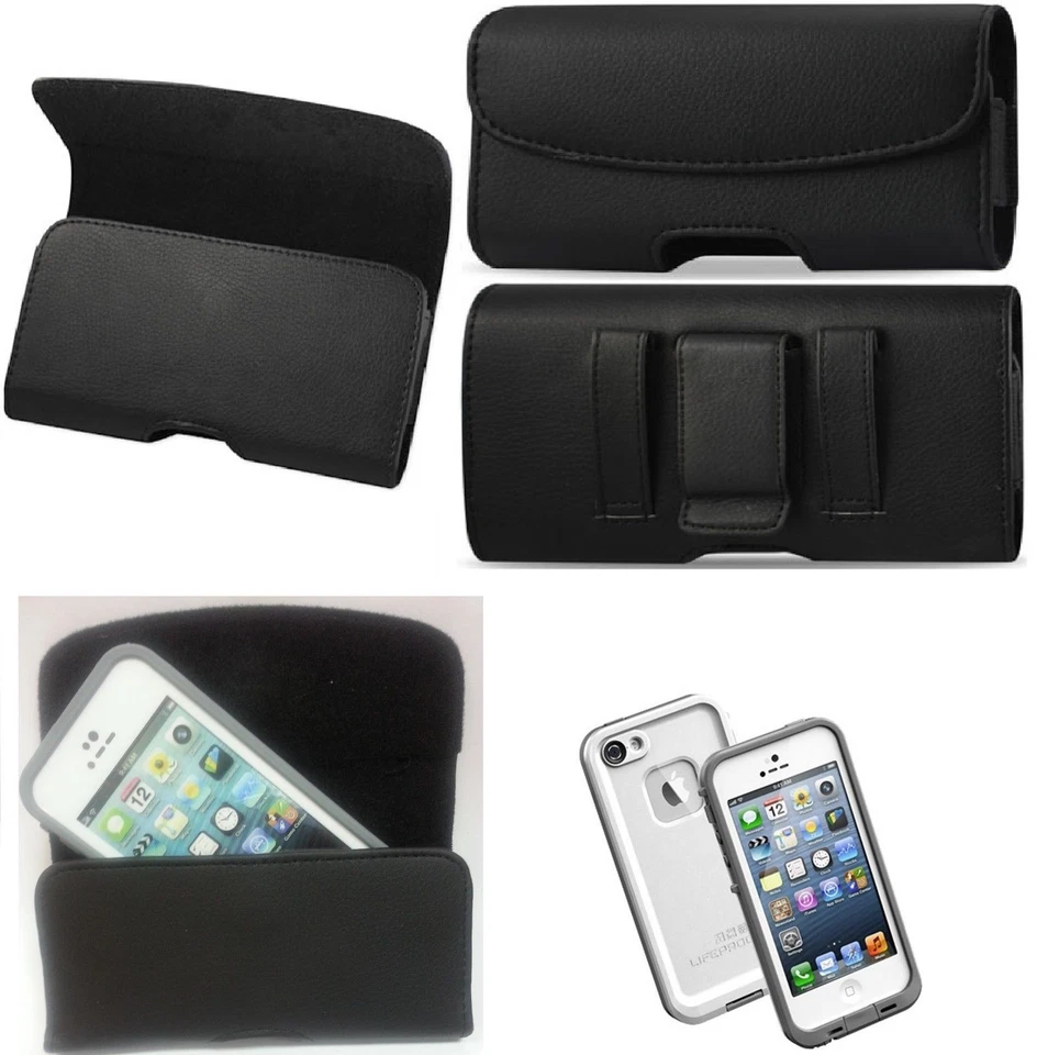 XL Leather Belt Clip Holster For Samsung Galaxy & iPhone Fit Otterbox on Phone - Image 4 of 4