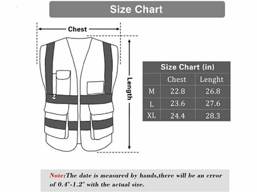 Security Safety Vest High Visibility YELLOW Reflective Strips w/pockets BLK text - Picture 3 of 5