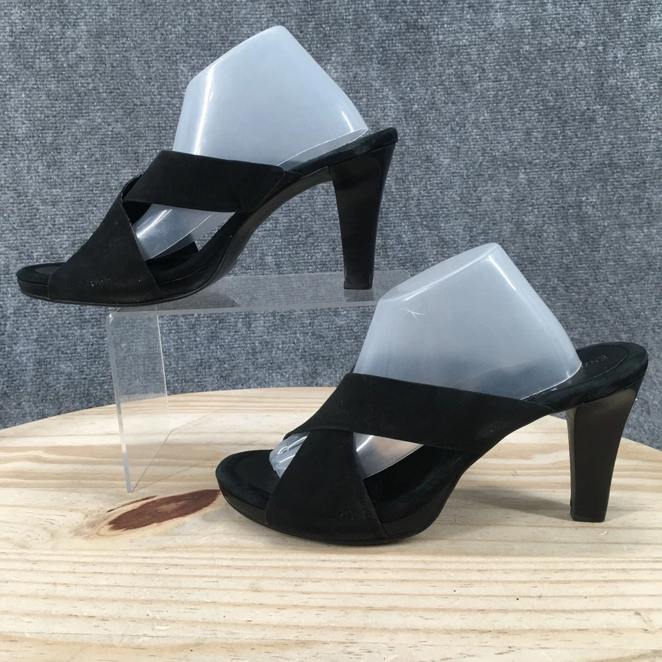 Sandalias Enzo Angiolini para mujer 7,5 M sin cordones negras gamuza tacones informales Foto 2 de 4