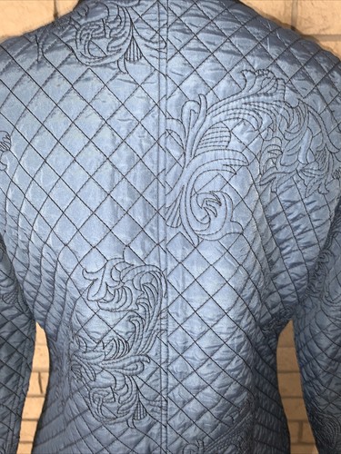 VTG Hand Made Black & Blue Reversible Quilted Top Stitch Woman’s Jacket Medium - Picture 19 of 24
