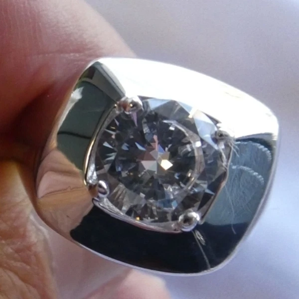 3 Kt Sfavillanti Uomo Elegante Anello Superiore Vintage Czsterling Argento - Immagine 3 di 4