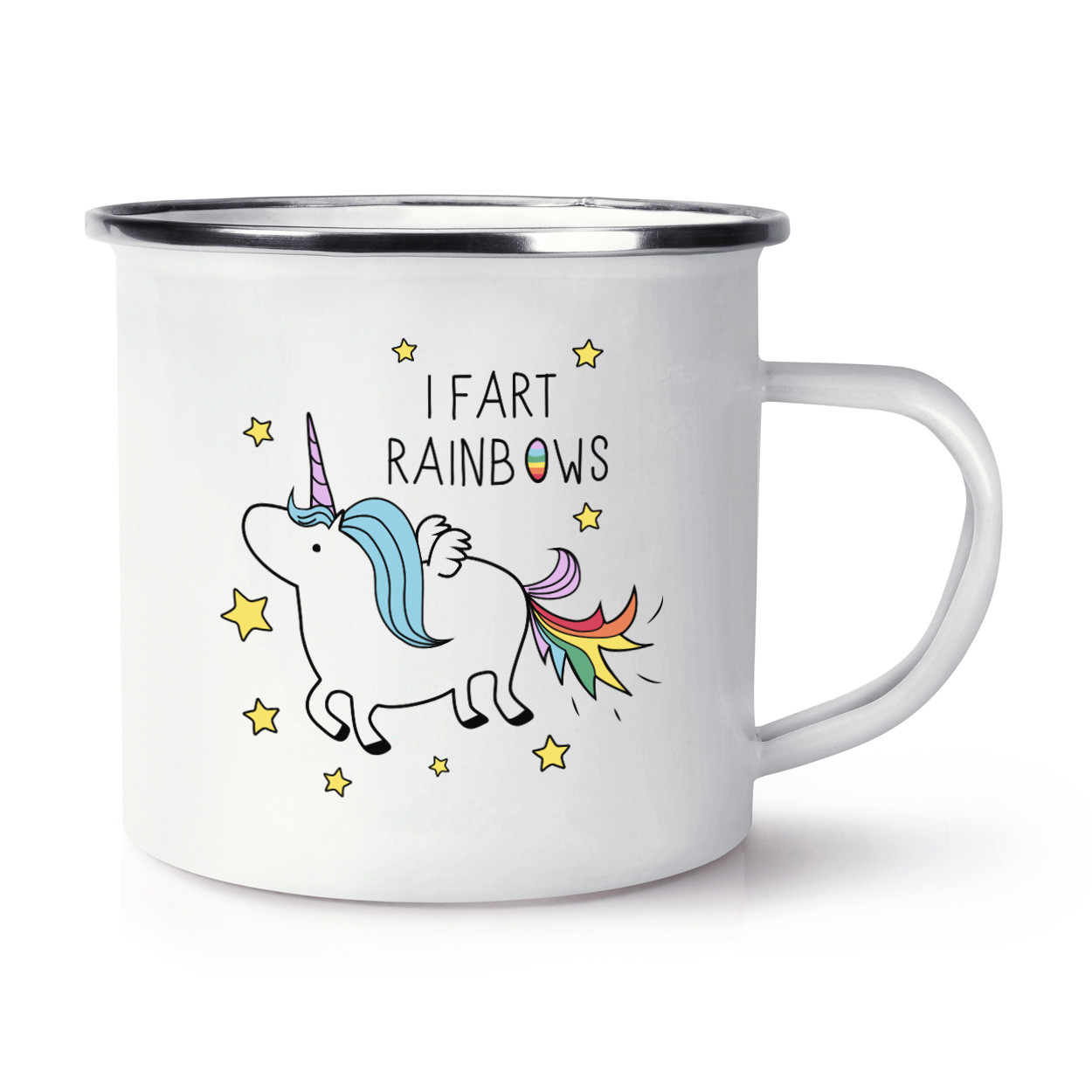 Unicorn I Fart Rainbows Retro Enamel Mug Cup - Poop Magical Funny