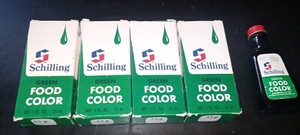 Vintage Lot of 5 McCormick Schilling Green Food Coloring 2 Fl. Oz