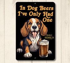 Beagle Bar Sign dog funny metal tin in dog beers man cave wall art gift