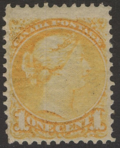 CANADA 35 1873 BABNC OTTAWA 1c YELLOW SMALL QUEEN P12.0x12.0 MNH CV $180