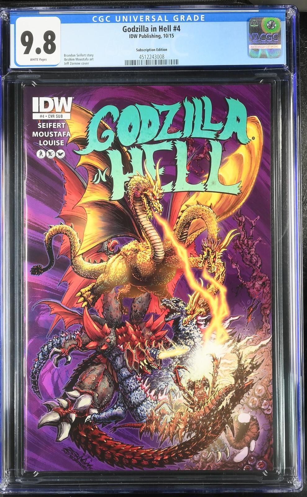 Godzilla in Hell #4 Subscription Variant CGC 9.8 White Pages Pop 3 IDW Comic  -image