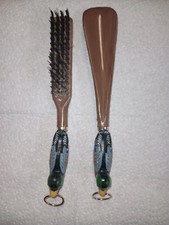 Vintage Men's 9 Inch Painted Mallard Duck Brush  Shoe Horn