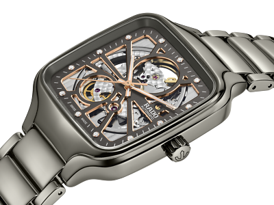 Rado True Square Automatic Open Heart Titanium Grey Dial Men's