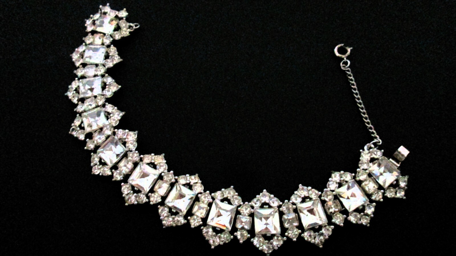 Bogoff Vintage Signed Clear Rhinestone Bracelet - image 1