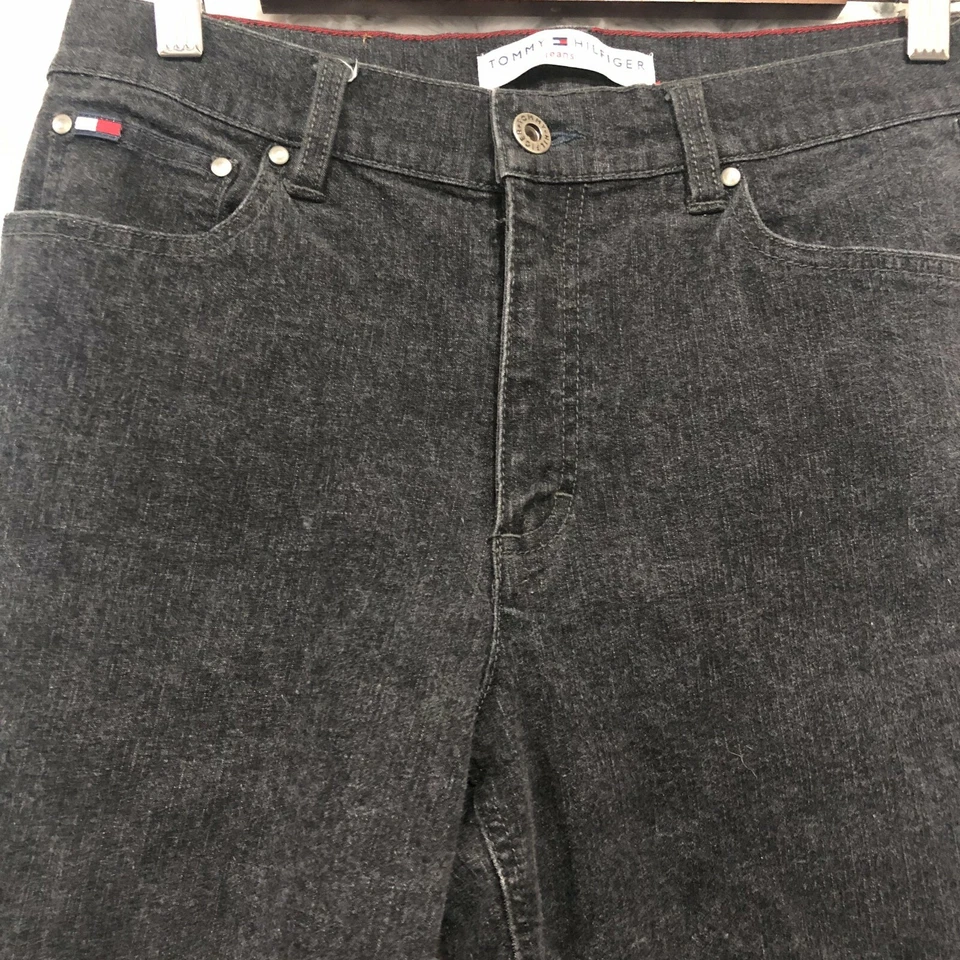 Pantalones de mezclilla para mujer Tommy Hilfiger vintage 2003, negros de pierna recta talla 6 Foto 3 de 4