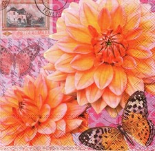  2 Two Paper Lunch Napkins for Decoupage/Mixed Media - Summer Dahlia
