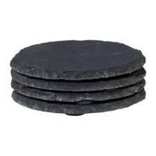 SCHIEFERUNTERSETZER RUND ca 10cm 4 Stück Schiefer Stein Platten Kanten GEBROCHEN