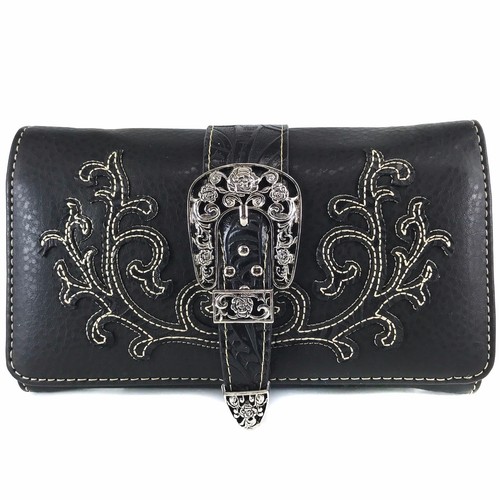 Justin West Western Floral CCW Stud Buckle Concealed Carry Handbag Purse Set - Picture 24 of 131