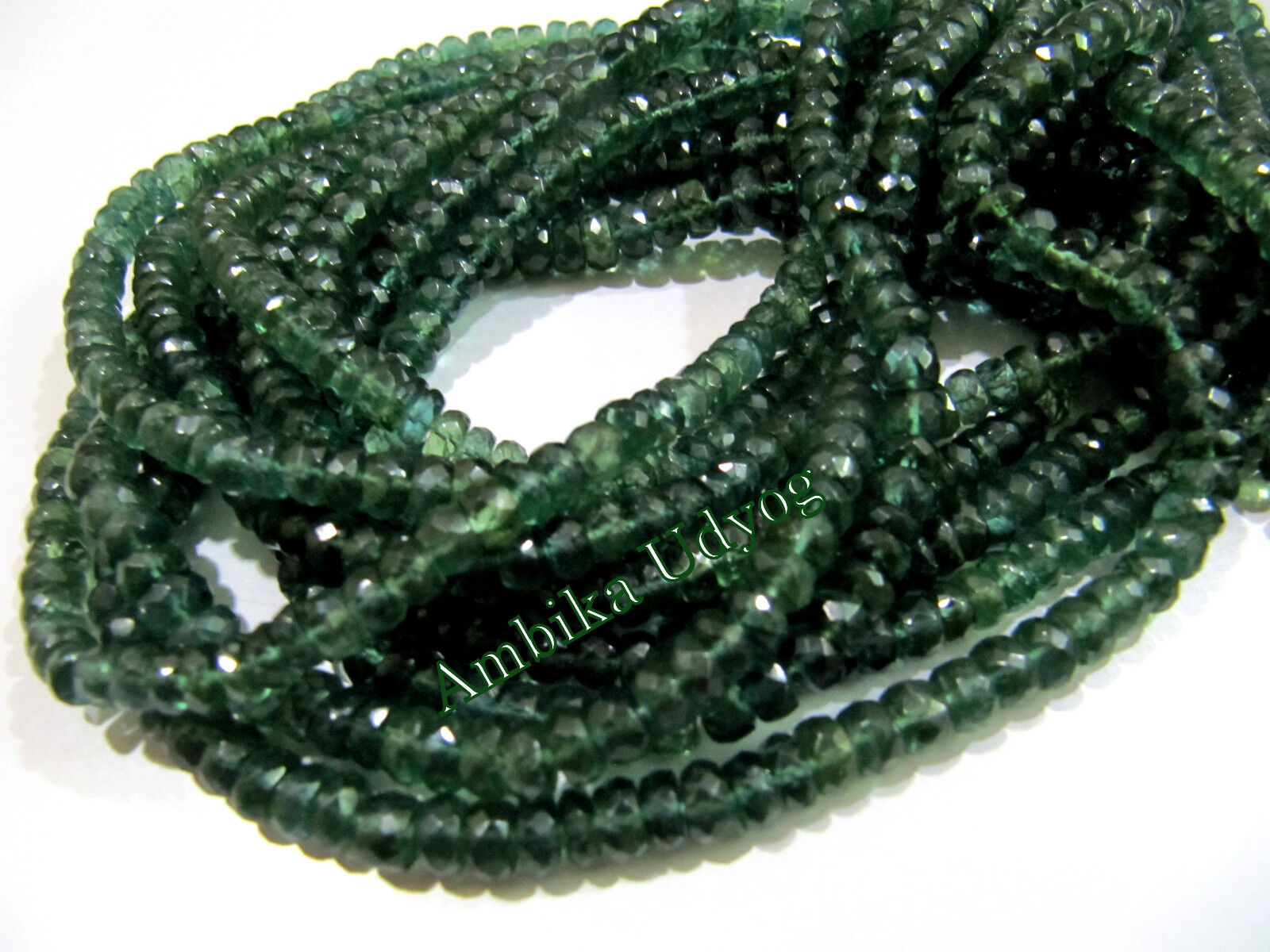 10 strands Natural Green Apatite Rondelle Faceted Bead Size 4-5m