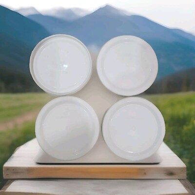 (4 PCS).Corning Ware R-7-PC 4.25  inch Sealing Lid Cover White Round MADE IN USA