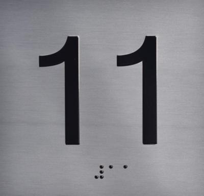 11TH Floor Elevator Jamb Plate Sign with Braille and Raised Number..REF24-1027