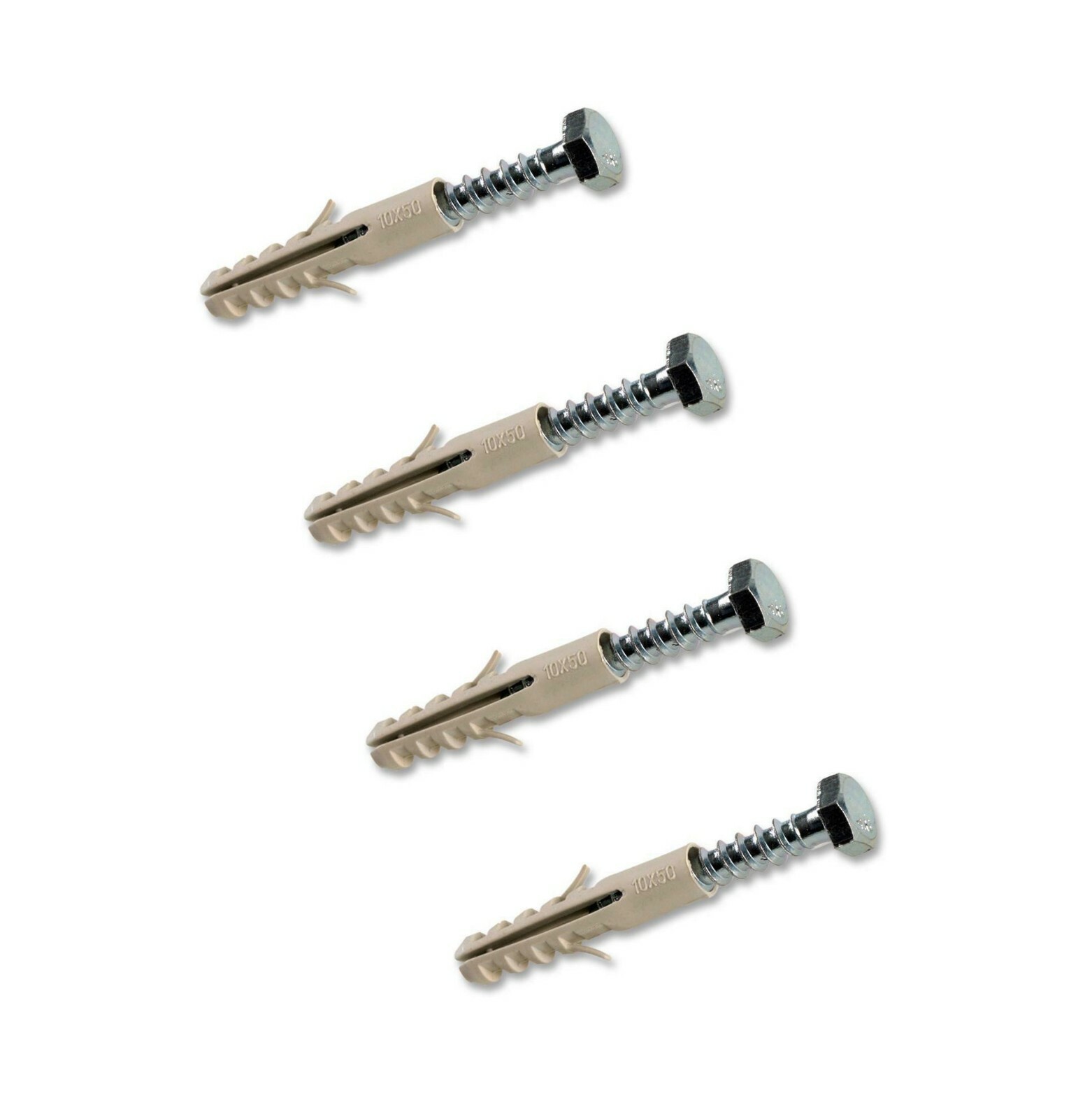 4x Satellite Dish installation Screw Set - 4 M8 x 50mm Screws and Nylon Plugs