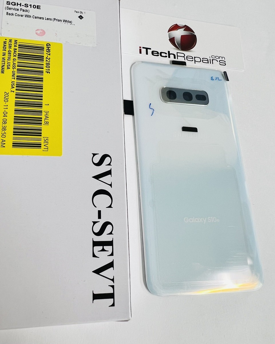 Samsung S10e (中古) 本体 ＆ 付属品セット Samsung S10E PRISM WHITE Back Glass Cover SERVICE PACK OEM + Cam