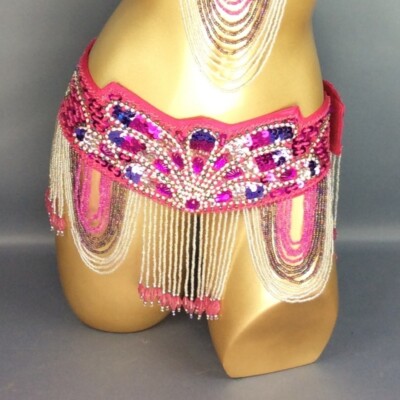 Women Sequins Beaded Stone Belly Dance Costume Samba Carnival Hip Scarf Belt
