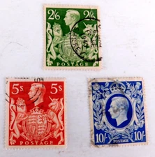 Great Britain #249a,250, & 251a Used/Fine, King George VI, 1939