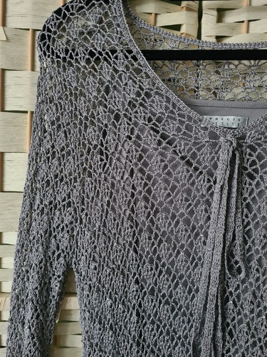 Size Large 14 16 18 PRECIS PETITE silver metallic glass beaded crochet top set - Picture 20 of 21