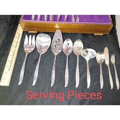 83 Piece Vintage 1847 Rogers Bros IS 'Magic Rose' Flatware Service
