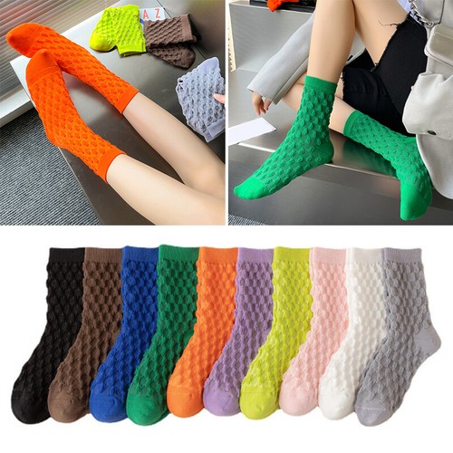 Womens Girls Socks Lot Bright Solid Colors 3d design Casual Dress Tube Socks