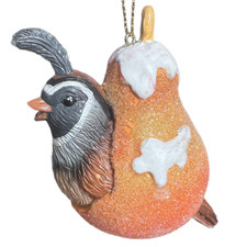 Kurt Adler Sugar Frost Quail Pear Ornament Fruit Resin Christmas 4 Inch