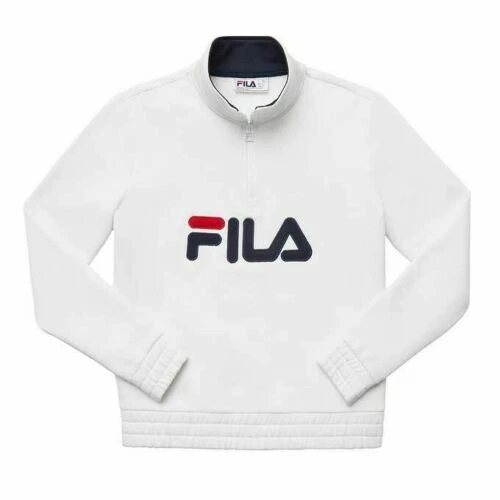 zondag Inspectie Citroen FILA Women 1/4 Zip Pullover Sweatshirt White Sweater,Size:XS | eBay