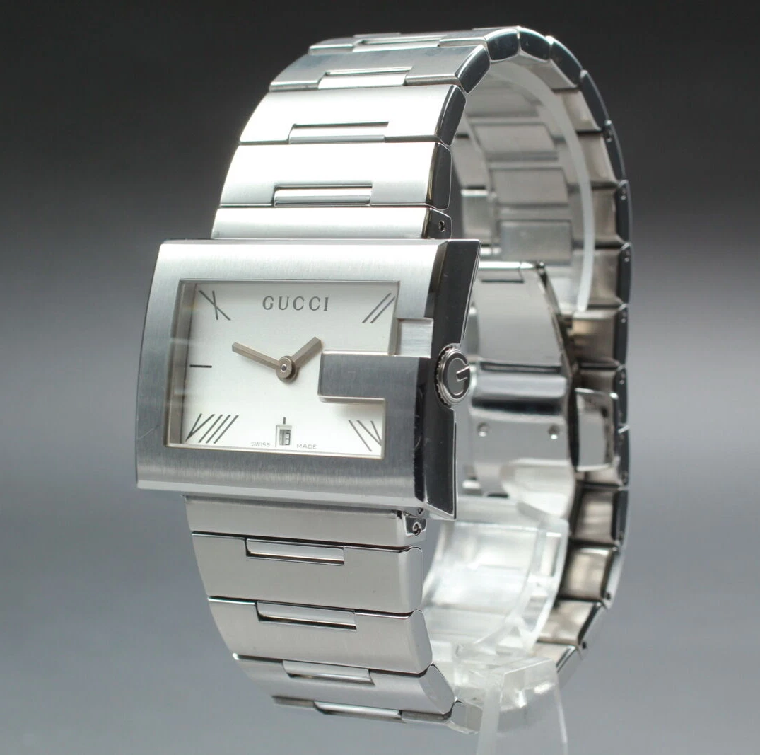 [Presque comme neuve] Montre vintage GUCCI 100M homme 37 mm à quartz cadran G cadran blanc argent
