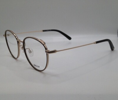 Bally BY5034-H 095 Brown Gold Round Metal Eyeglasses Frame