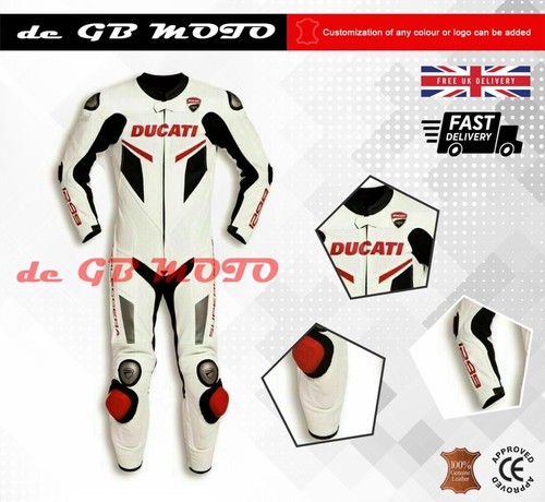Brand New DUCATI Corse 1 Piece Motorbike Racing Leather Suit CE Approved Armour - Picture 5 of 6