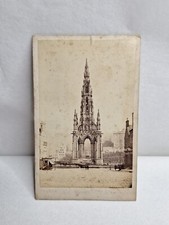 Victorian Photo CDV Sir Walter Scott's Monument Horse Carts Lennie Edinburgh 